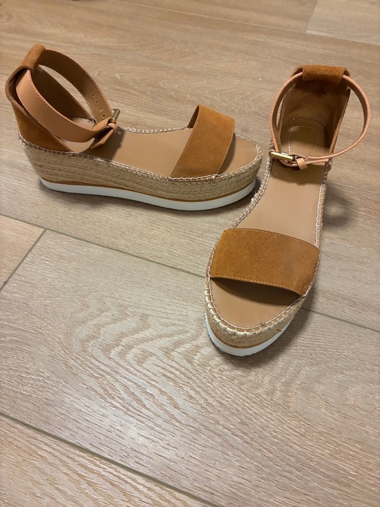 See By Chloe Shoes - See by Chloe Tan Espadrille Platform Sandals with Ankle Strap